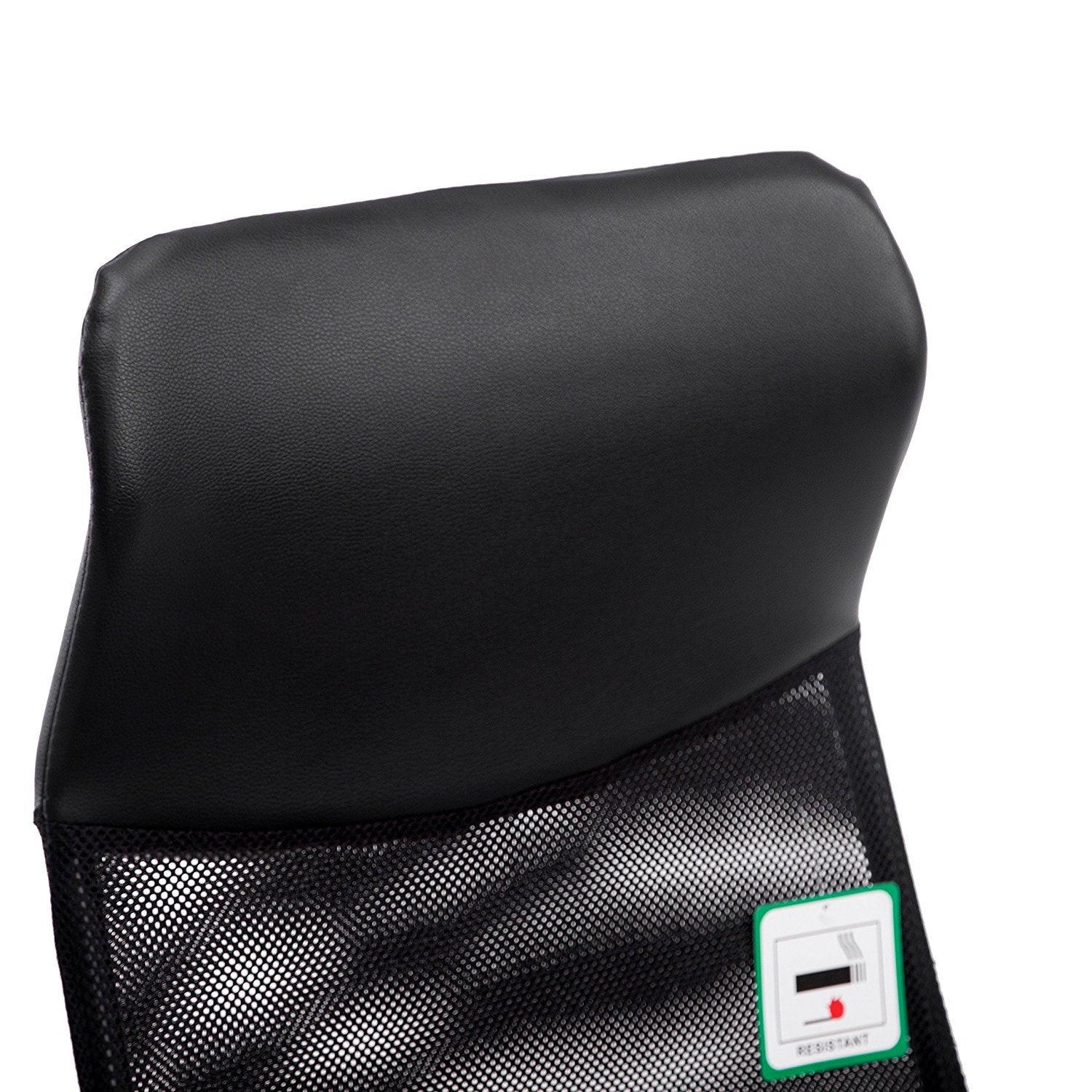 Sleek Design High Back Mesh Fabric Swivel Office Chair with Chrome Base, MO57 Black - Image 7