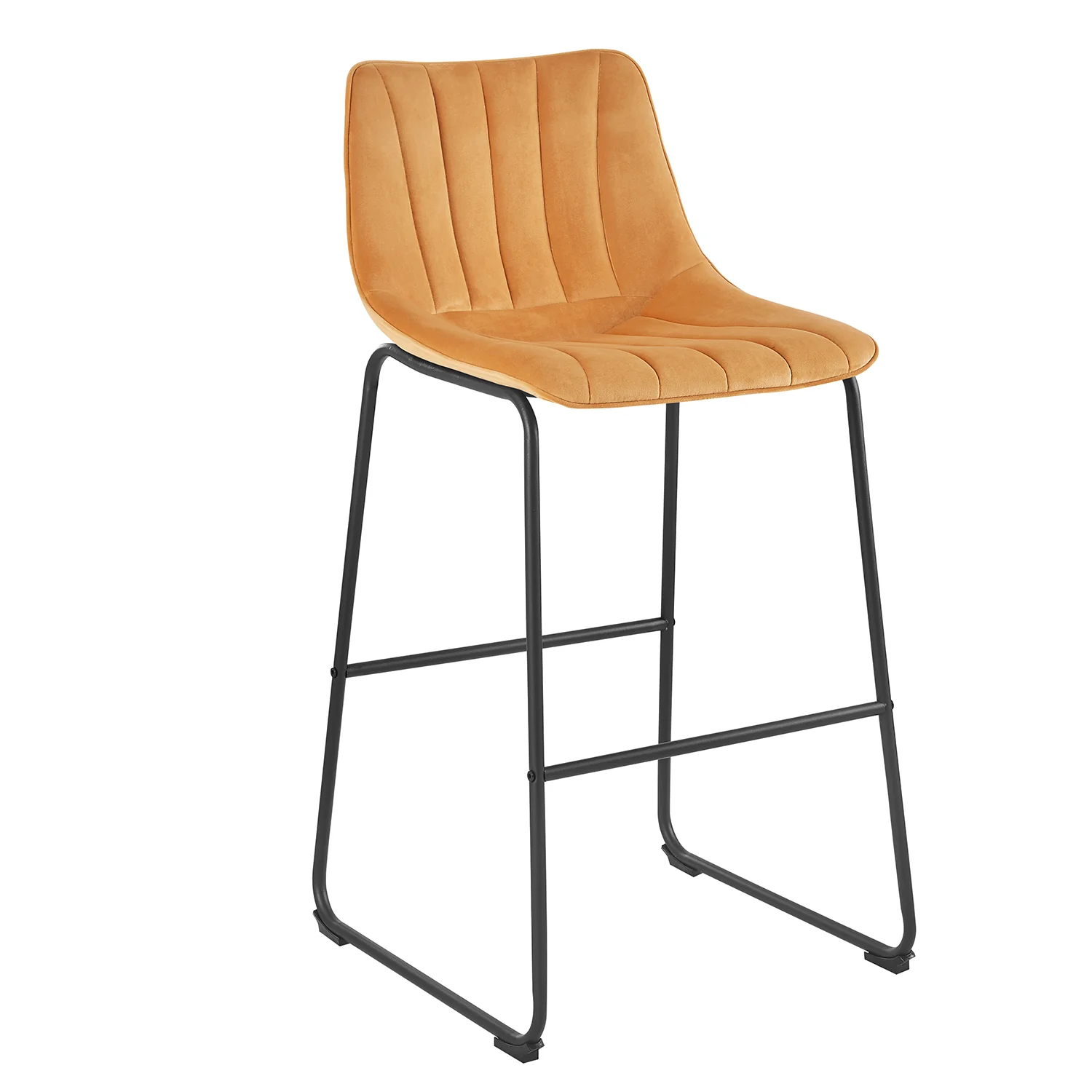 Sutton Set of 2 Bar Stools with Fluted Back (Mustard Velvet) - Image 3