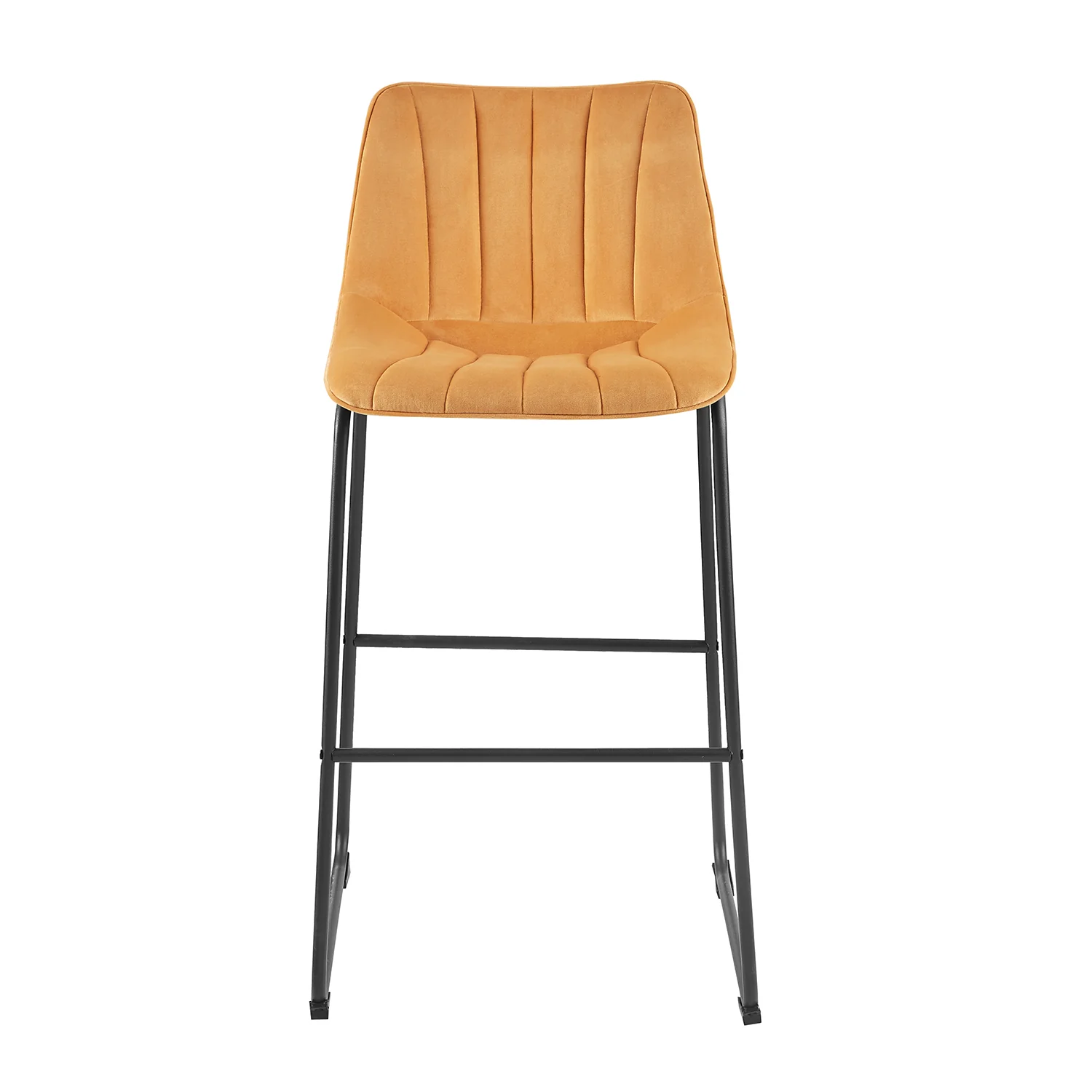 Sutton Set of 2 Bar Stools with Fluted Back (Mustard Velvet) - Image 5