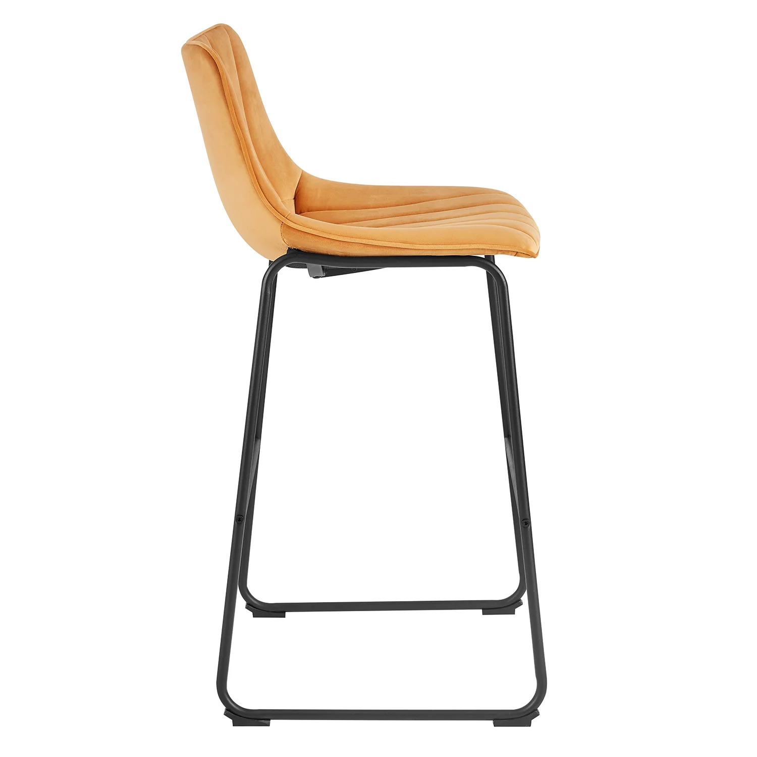 Sutton Set of 2 Bar Stools with Fluted Back (Mustard Velvet) - Image 6