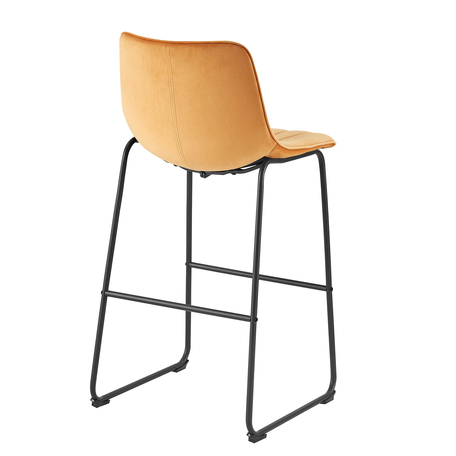 Sutton Set of 2 Bar Stools with Fluted Back (Mustard Velvet) - Image 7