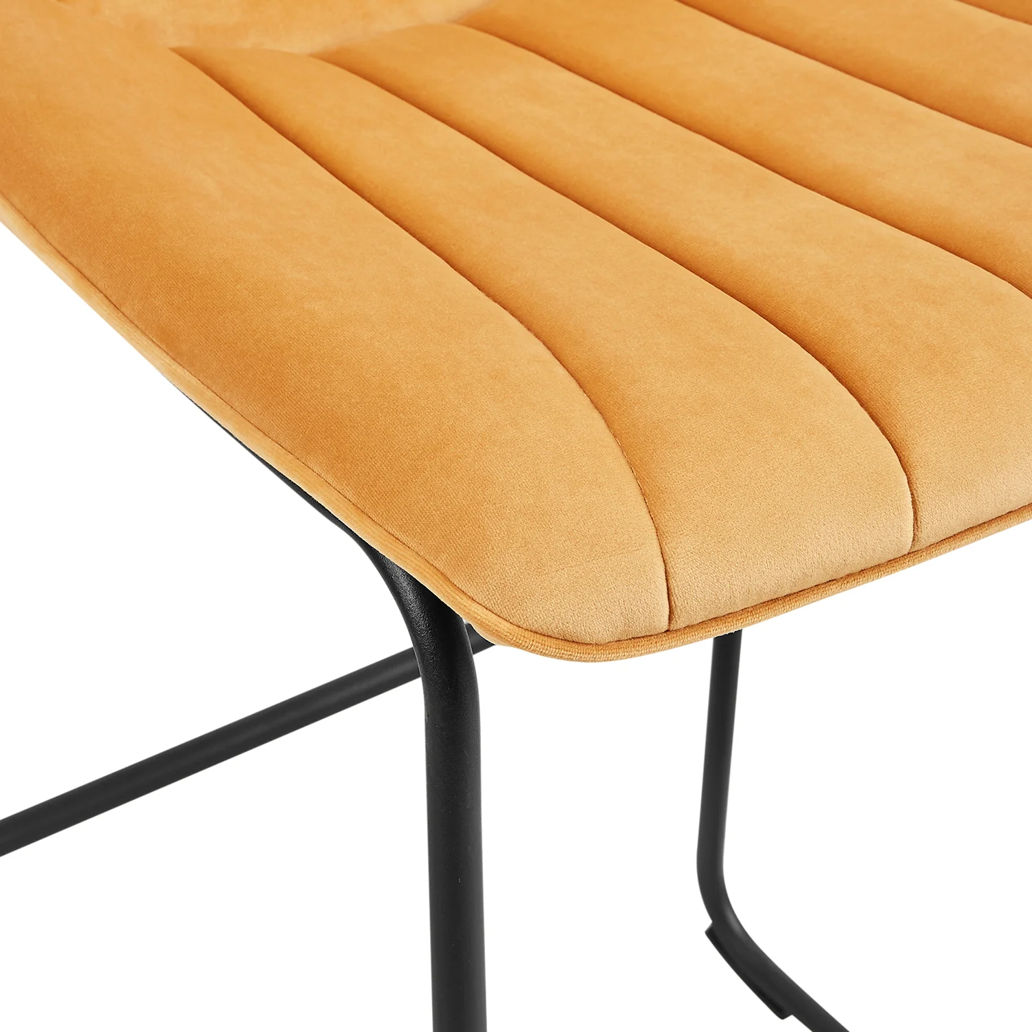 Sutton Set of 2 Bar Stools with Fluted Back (Mustard Velvet) - Image 8