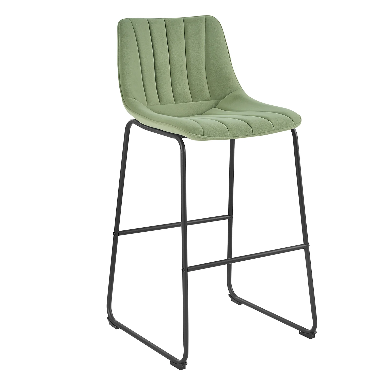 Sutton Set of 2 Bar Stools with Fluted Back (Sage Green Velvet) - Image 3
