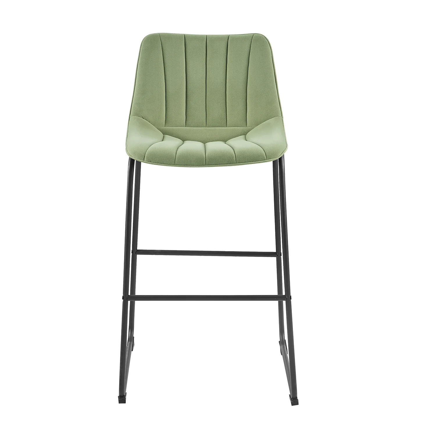 Sutton Set of 2 Bar Stools with Fluted Back (Sage Green Velvet) - Image 5