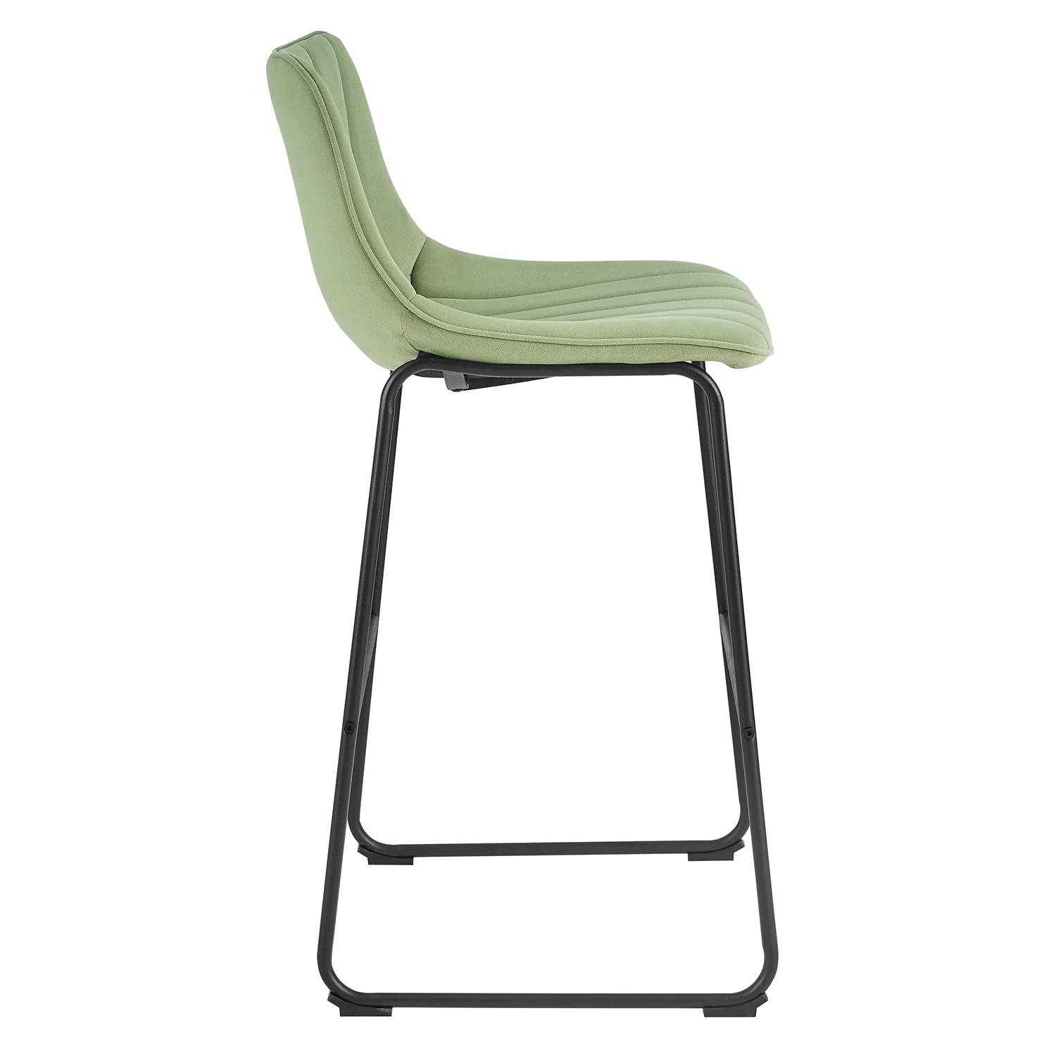 Sutton Set of 2 Bar Stools with Fluted Back (Sage Green Velvet) - Image 6