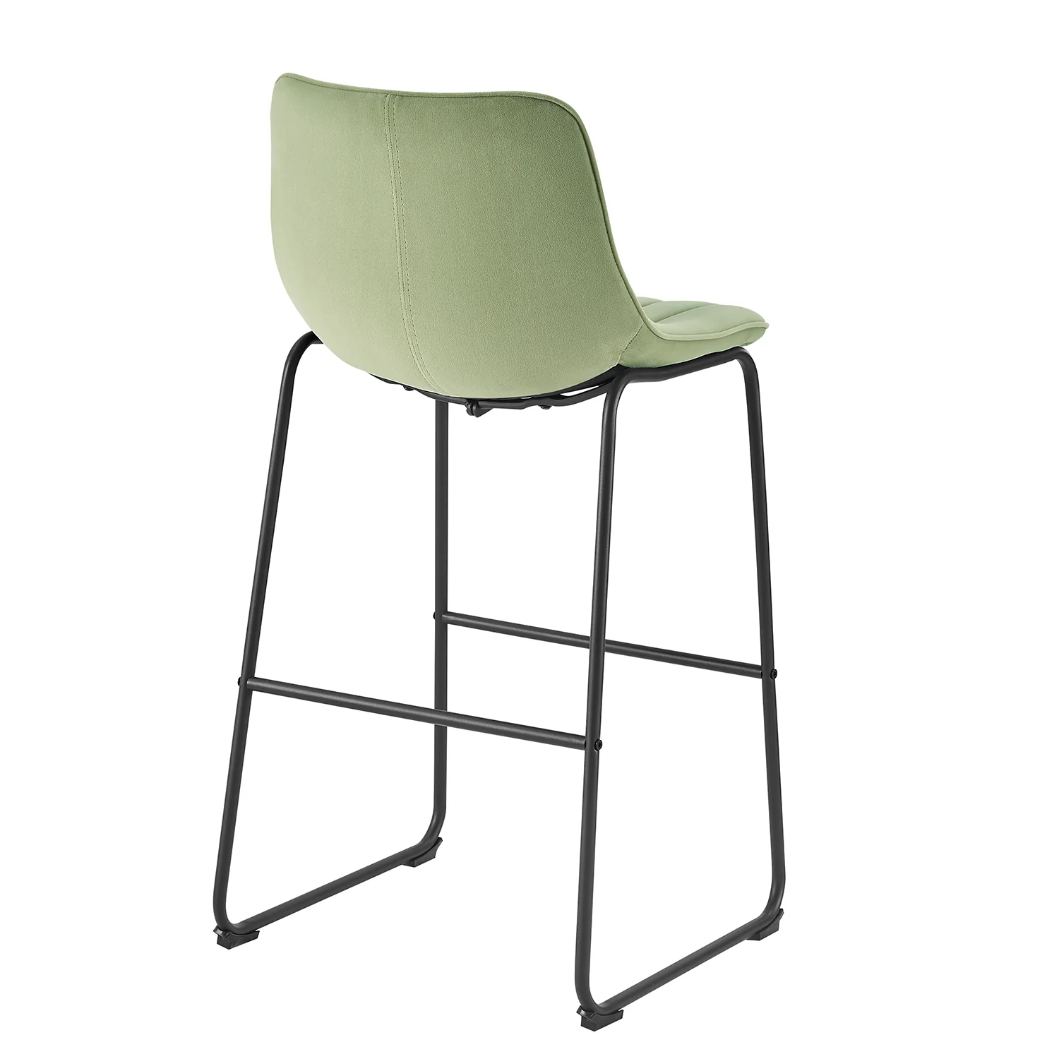 Sutton Set of 2 Bar Stools with Fluted Back (Sage Green Velvet) - Image 7