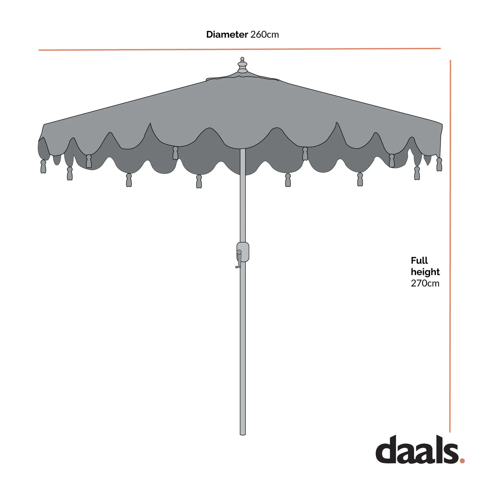 Tropical Pattern 2.6M Octagonal Tassel Parasol with Aluminium Tilt - Image 6