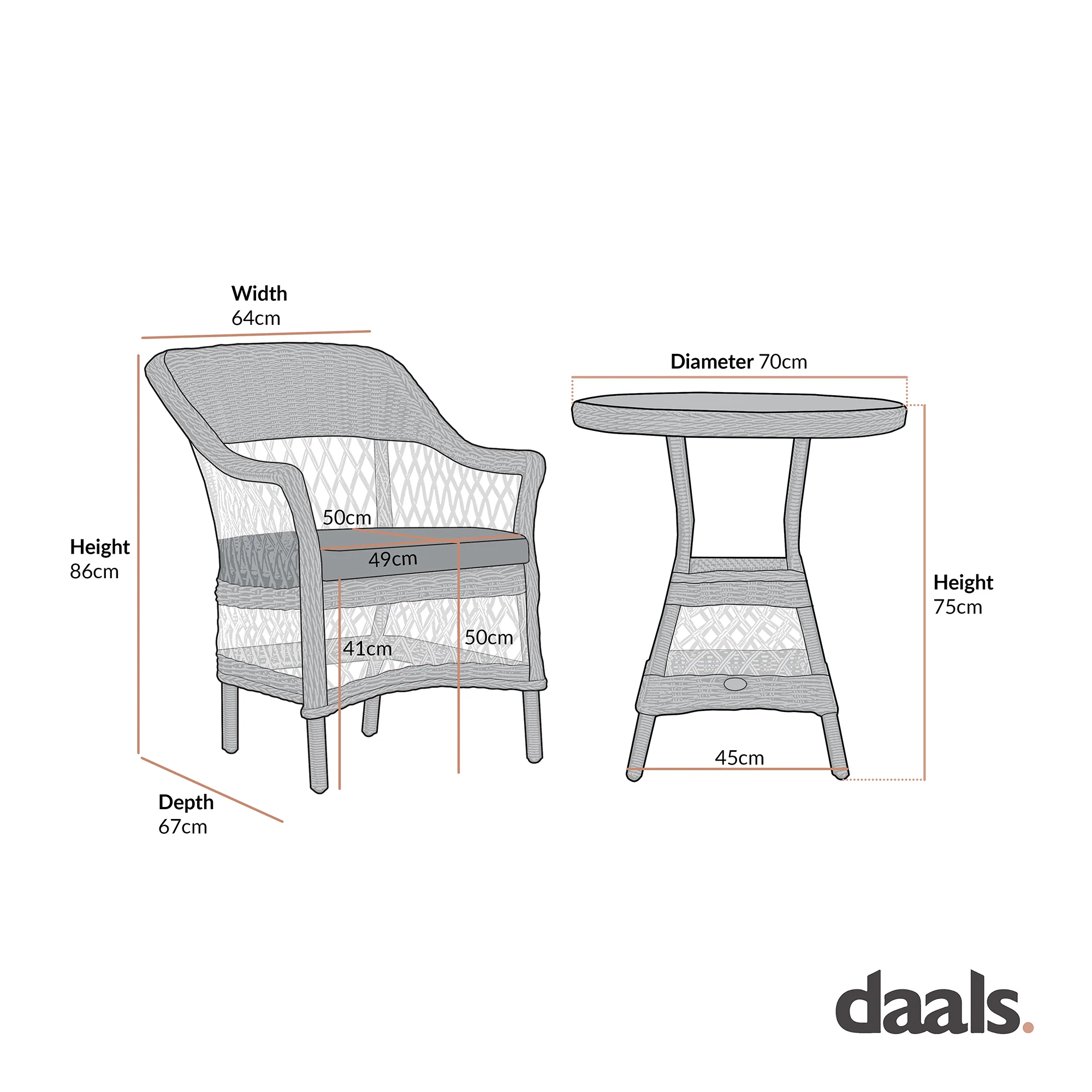 Willowbrook Lattice Weave Rattan Bistro Set, Natural - Image 11
